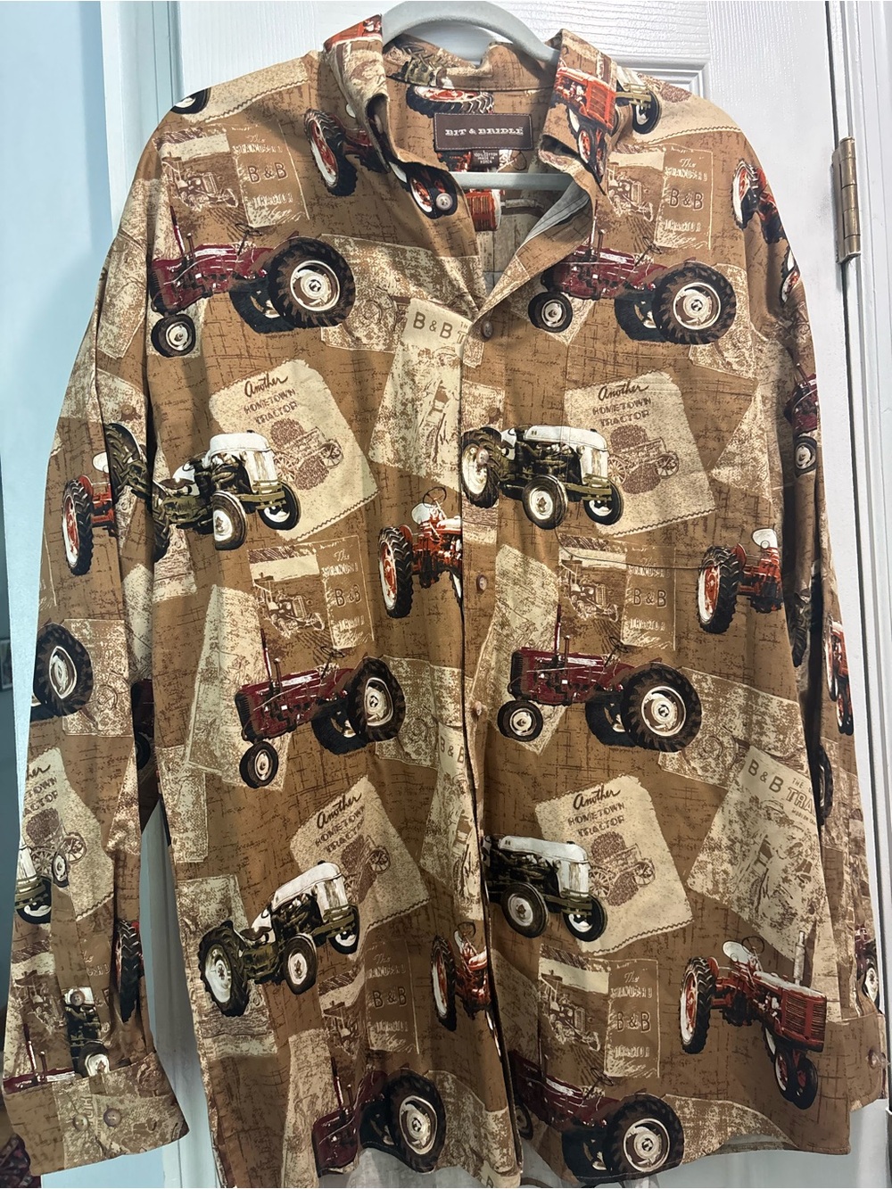 BIT&BRIDLE Tractor Print Button-Up Shirt - Brown Multi